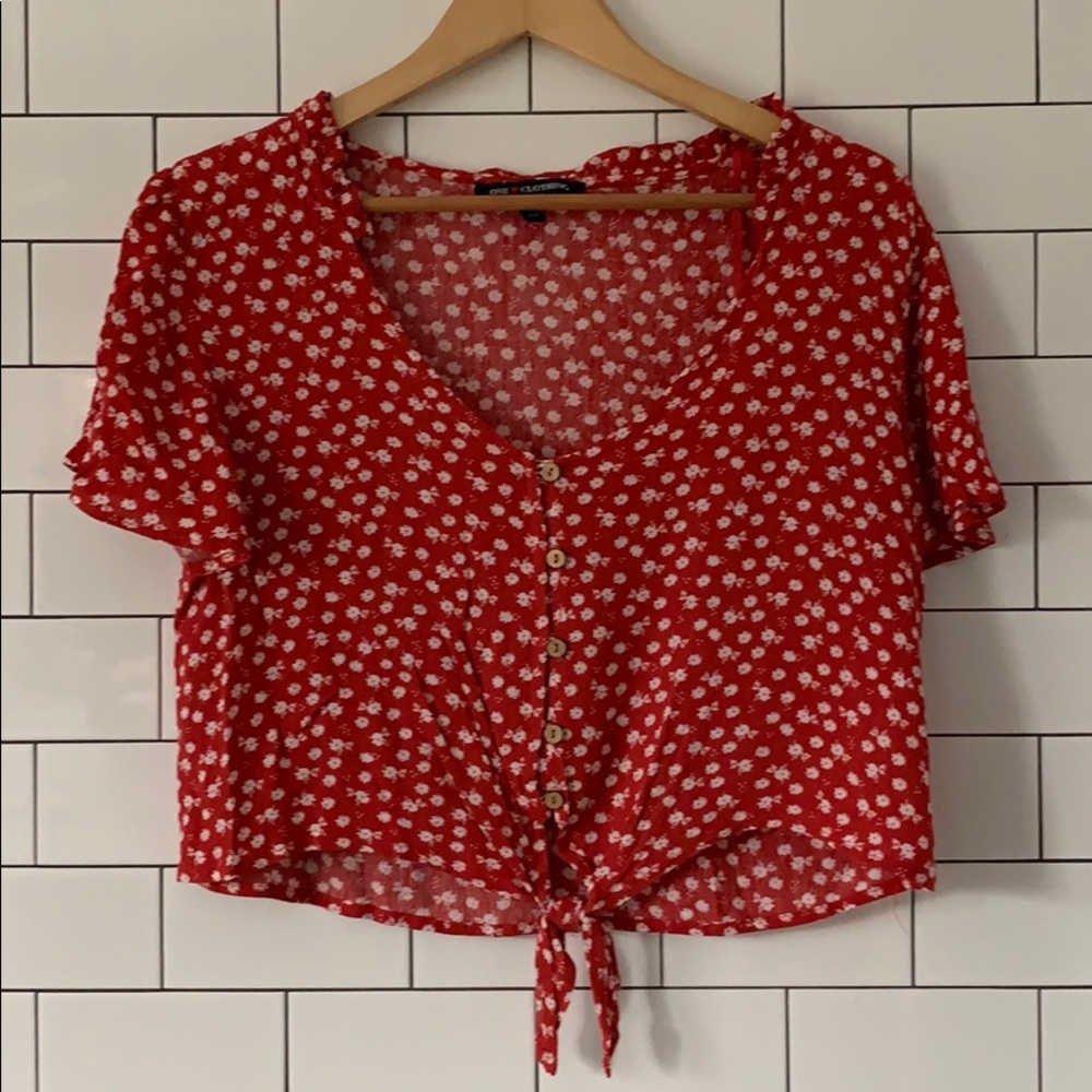 Cute red and white top